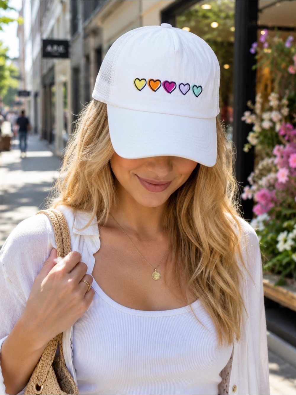 Roller Rabbit x Target - Adult Rainbow Heart Embroidery Hat - New With Tags